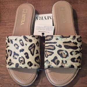 Myra Bag Tan and Black Leopard Sandals
